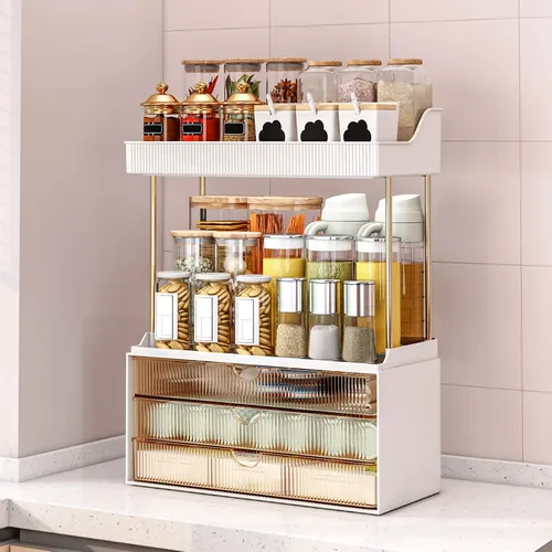 Miniatura 8 de caktraie Organizadores y Almacenamiento de Baño - Organizador de Maquillaje de 3 Cajones y 2 Niveles, Cajón de Almacenamiento de Cosméticos