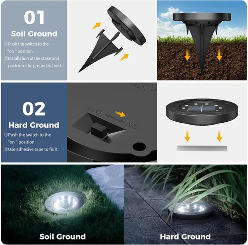 Miniatura 4 de Brightown Luces Solares Exteriores Impermeables, 12 Paquetes de Luces LED Solares Empotradas para Patio, Jardín, Césped, Terraza, Exterior, Sendero