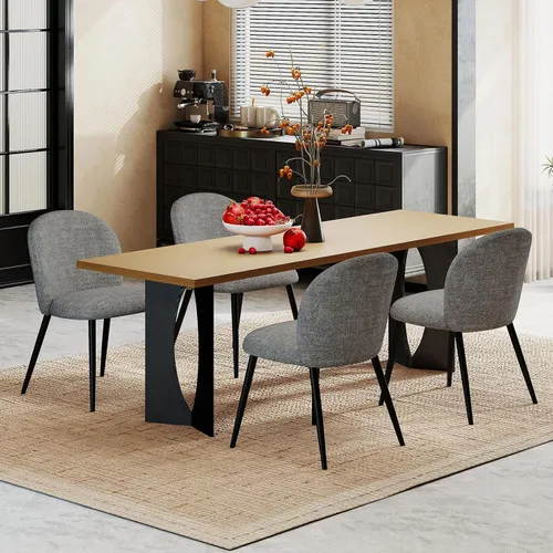 Miniatura 11 de Juego de 2 sillas de comedor tapizadas, modernas sillas auxiliares de cocina con asiento acolchado, cómodas patas de estudio de tela de felpilla