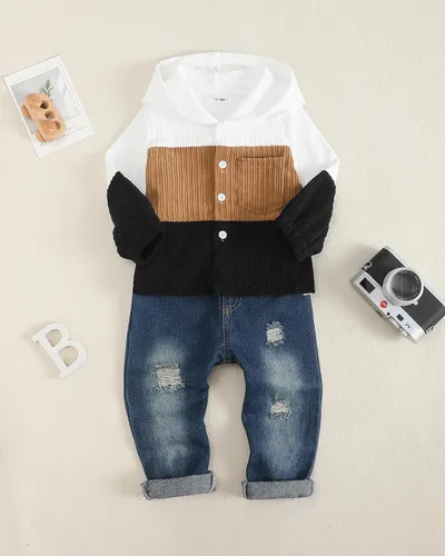Miniatura 81 de Renotemy Ropa de bebé para niño, trajes de mezclilla, sudadera con capucha para bebés, pantalones de mezclilla, ropa para niños pequeños