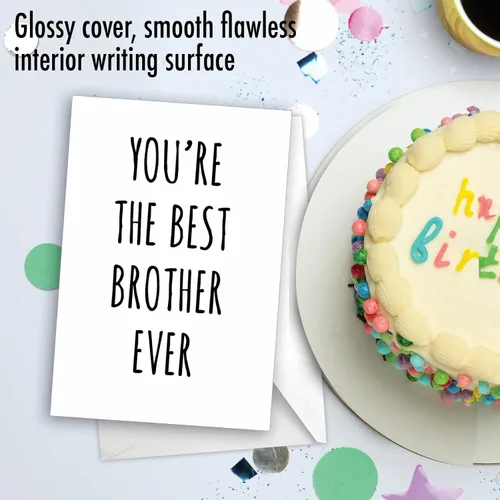 Miniatura 3 de NobleWorks - Tarjeta de 1 cumpleaños para hermano - Impresionante saludo familiar para hermanos - Best Brother Ever C9295BRG