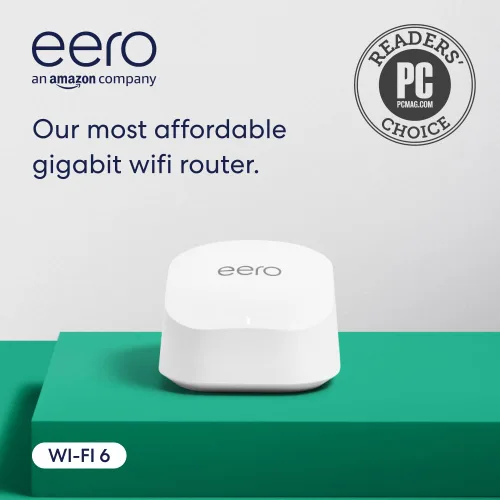 Router wifi Amazon eero 6+ mesh como nuevo. Admite planes de internet de hasta un gigabit, cobertura de hasta 1500 pies² (139 m²), conecta más de 75