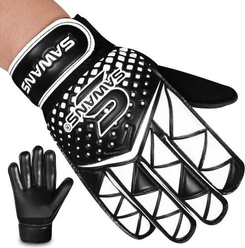 Miniatura 7 de SAWANS Guantes de portero de fútbol para niños, niños y jóvenes, guantes de entrenamiento de portero, protección de muñeca, palmas para adultos