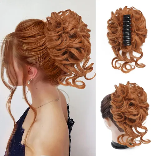 Miniatura 23 de Extensiones de moño grandes y desordenadas para mujer, onduladas, rizadas, extensiones de moño falso, extensiones de cola de caballo para recoger