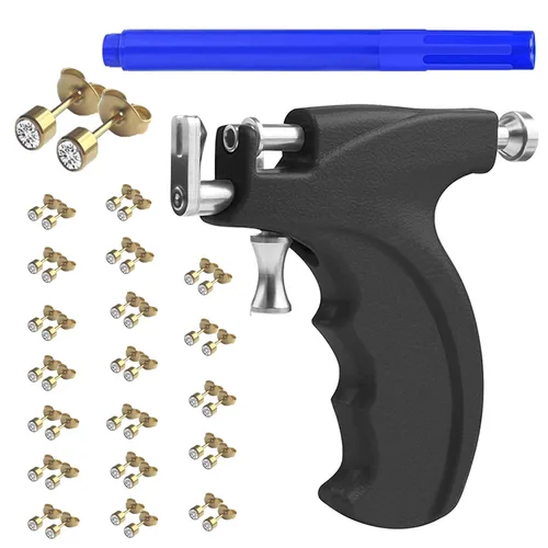 Miniatura 10 de Kit Profesional de Pistola de Perforación de Oreja con 20 Pares de Aretes con Tachuela para Pistola de Acero Inoxidable Quirúrgico 316L para Cuerpo