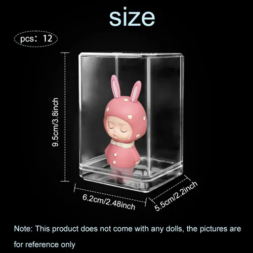 Miniatura 2 de Paquete de 12 vitrinas, escaparate transparente de pie para mini figuras pop, coleccionables, piedras preciosas y mini juguetes, diseño apilable