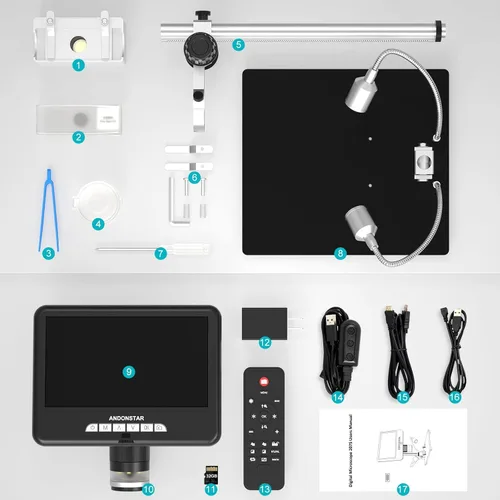 Miniatura 9 de Andonstar Microscopio digital HDMI AD207S-Pro, microscopio de soldadura, microscopio de moneda para monedas de error, kit de microscopio electrónico