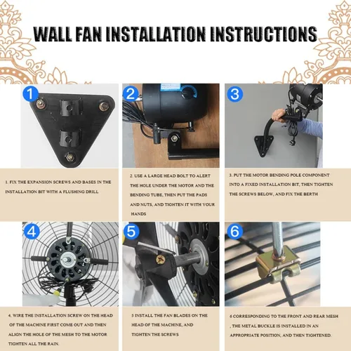 Miniatura 7 de Ventilador de pared de metal pequeño para exteriores, ventilador de pared industrial de 19.7 pulgadas, 25.6 pulgadas 29.5 pulgadas, ventilador 3