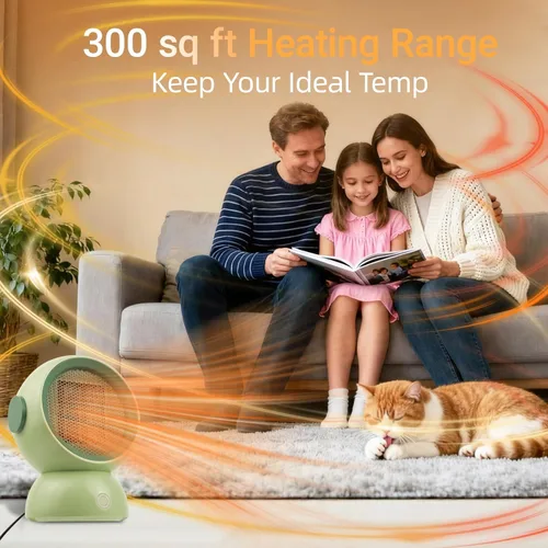 Miniatura 6 de Calentador de espacio, calentadores eléctricos portátiles para habitación pequeña, para uso en interiores, dos velocidades, 1200 W, mini