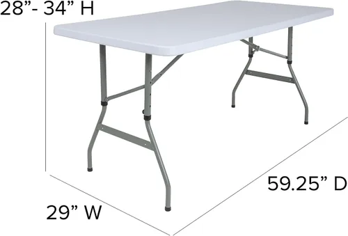 Miniatura 3 de Flash Furniture Kathryn Mesa plegable de plástico blanco granito ajustable de 4.93 pies de altura