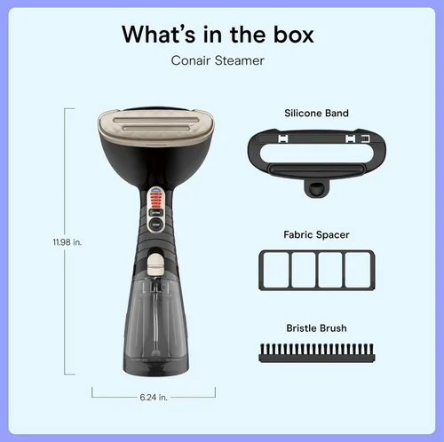 Miniatura 7 de Conair Vaporizador de mano para ropa, vaporizador de tela Turbo ExtremeSteam 1875W, diseño portátil de mano, vapor penetrante fuerte, exclusivo