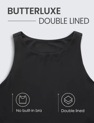 Miniatura 3 de CRZ YOGA Butterluxe - Camiseta corta de doble forro para mujer, cuello alto, espalda cruzada, sin mangas, casual, para entrenamiento