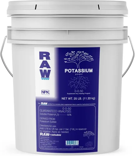 RAW Fertilizante de potasio 0-0-50 25lb | Potasa soluble en agua para plantas con flores y etapa de floración Nutrientes hidropónicos para plantas