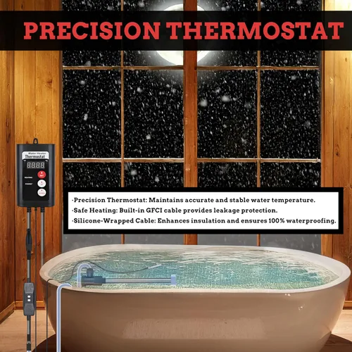 Miniatura 5 de Calentador de agua portátil de inmersión de titanio para bañera y piscina, 2000 W, 120 V, calentador de agua sumergible eléctrico con termosto