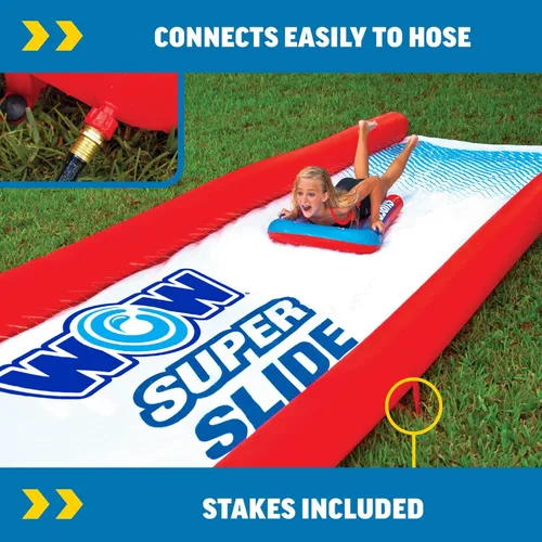 Miniatura 4 de Wow Sports Super Slide - Tobogán gigante para patio trasero con aspersor, tobogán acuático extralargo de 25 x 6 pies