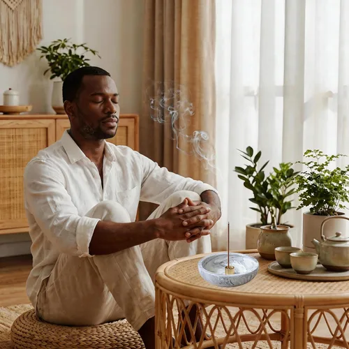 Miniatura 7 de Dorepine - Quemador de incienso de cerámica hecho a mano para palos, soporte para varillas de incienso para meditación, sala de yoga, decoración
