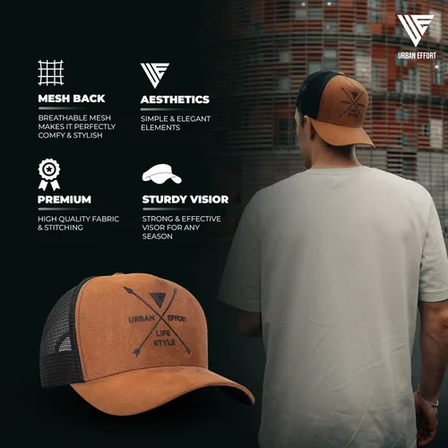 Miniatura 139 de Urban Effort Gorra trasera de malla, para hombres y mujeres, gorra de béisbol de 5 paneles, gran cierre a presión para caza y senderismo