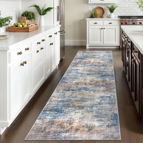 Miniatura 416 de IOHOUZE Alfombra abstracta lavable de 3 x 12 pies para pasillos, antideslizante para cocina, camino de entrada de lana sintética para interiores