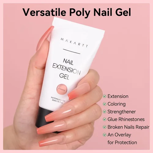 Miniatura 2 de Makartt - Gel de uñas de polietileno, 1.7 oz (50 ml), fortalecedor, constructor, extensión, gel de color p/todas las estaciones, modelado 3D, larga