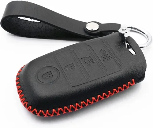 Funda de cuero inteligente con 4 botones para llavero remoto para Kia K3 K6 Optima Cerato Forte Sorento Rio Rio5 Rondo Carens (negro)