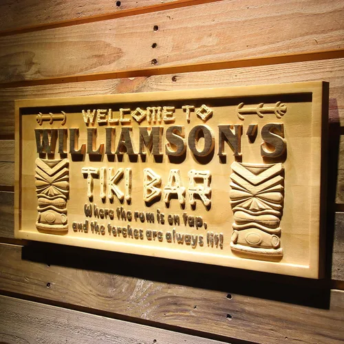 Miniatura 34 de ADVPRO wpa0053 - Letrero personalizado con nombre grabado en 3D de madera para el hogar, bar, cerveza, decoración del hogar, placas de casa de lago