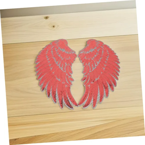 Miniatura 4 de Red Sequin Angel Wings Fabric Appliques Adhesive Backing Embroidered Iron-on Patches for Clothing Hats Backpacks DIY Decoration