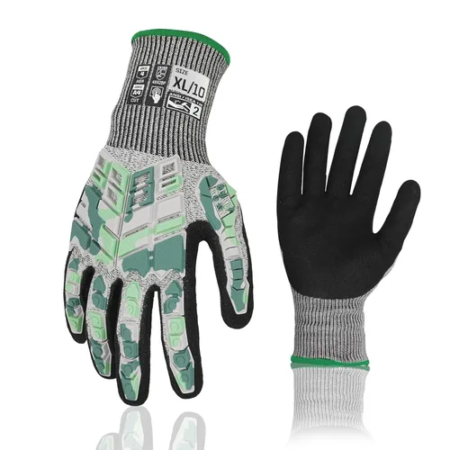 Miniatura 22 de 2 pares de guantes de trabajo de seguridad, guantes de impacto para hombres y mujeres, resistentes a los cortes, antideslizantes, de trabajo pesado