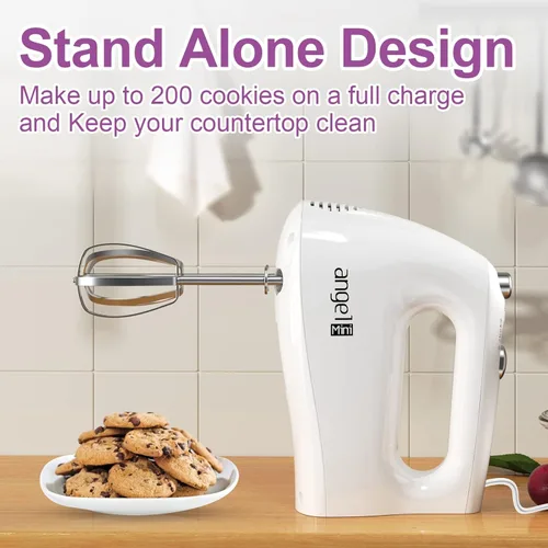 Miniatura 7 de Batidora de mano, batidora de mano portátil de cocina de 400 W con botón de expulsión, 5 velocidades y 5 accesorios de acero inoxidable, batidores