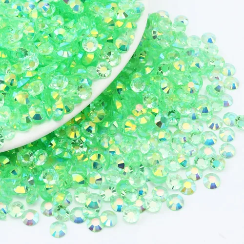 Miniatura 15 de 10000 diamantes de imitación de resina de 0.079 pulgadas con parte trasera plana, transparente verde oscuro AB con parte trasera plana