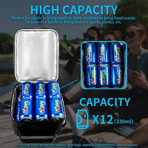 Miniatura 6 de Lonchera reutilizable para hombres y niños, pequeña bolsa de almuerzo para adolescentes, hombres, adultos, estudiantes, reutilizable, portátil