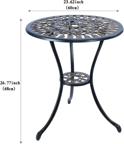 Miniatura 2 de Juego de bistró de 3 piezas, juego de patio exterior, juego de mesa de bistró de aluminio fundido antioxidante para muebles de porche delantero