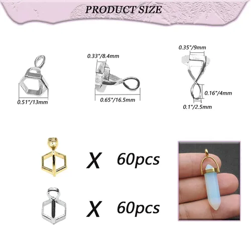 Miniatura 2 de 120 piezas de 2 colores hexagonales de cuentas para hacer joyas