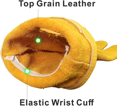 Miniatura 3 de Guantes de trabajo de cuero perfectos para jardinería, corte, construcción, motocicleta, hombres y mujeres, 1 par