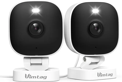 VIMTAG Cámaras de seguridad de 2.5K para seguridad del hogar al aire libre/interior, cámara de seguridad de visión nocturna a color para
