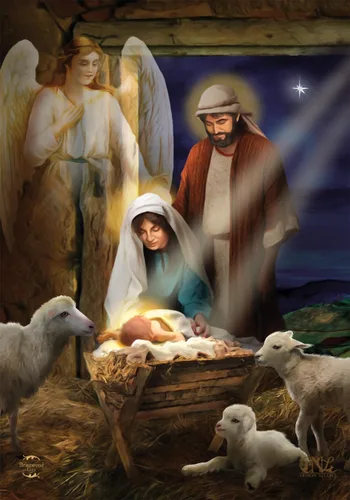 Bandera de jardín navideña Sagrada Natividad religiosa de Jesús 12.5" x 18" Briarwood Lane Santa Natividad