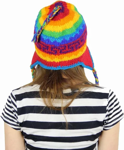 Miniatura 4 de KayJayStyles Rainbow Nepal - Gorro de lana para esquí, diseño de arcoíris