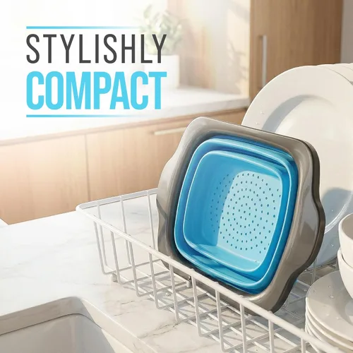 Miniatura 2 de Comfify Colador de cocina grande XL – Colador plegable de silicona sobre el fregadero con asas extensibles – Uso con pasta, frutas, bayas y verduras
