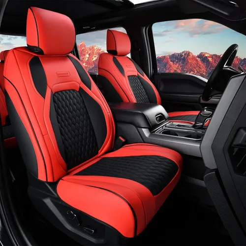 Miniatura 13 de Coverado Fundas de Asientos de Automóvil Juego Completo, Fundas de Asientos de Automóvil de Cuero Impermeables para Dodge RAM 1500 Compatible