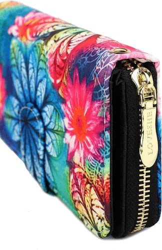 Miniatura 107 de Cartera de mano para mujer, estilo bohemio, con RFID, elegante, espaciosa con correa para viajes, capacidad para tarjetas, teléfono, dinero