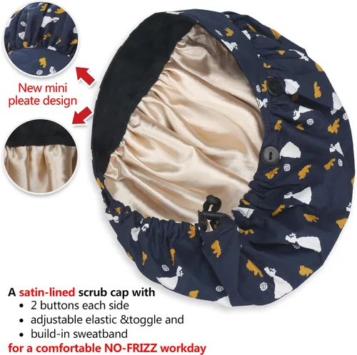 Miniatura 2 de ABAMERICA Gorras Bouffant con botón y banda para el sudor, sombreros de trabajo ajustables para mujeres y hombres, talla única