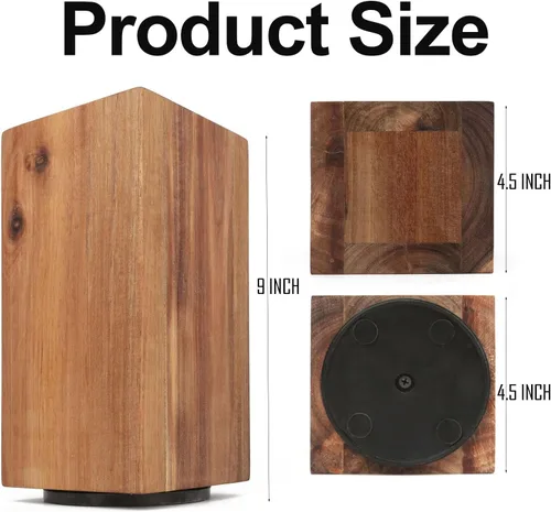 Miniatura 8 de Uniharpa Soporte magnético para cuchillos, giratorio de 360°, soporte de bloque de cuchillos con imán fuerte, organizador de madera de acacia sin