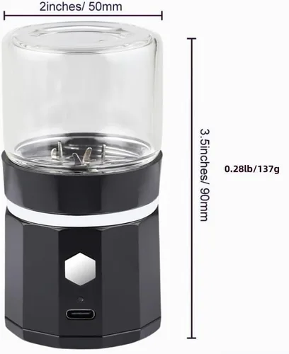 Miniatura 4 de Pequeño molinillo de especias automático, eléctrico, compacto para capullos de flores, con USB recargable de 1.7 onzas, tamaño de cámara de especias