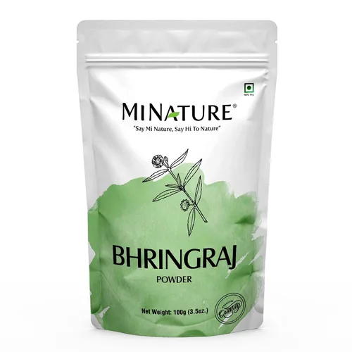 mi nature Bhringraj Powder (Eclipta Prostrata) | Margarita falsa | Hojas secas naturales y puras | Ideal para aceite y paquete | Mejora la textura |