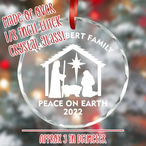 Miniatura 3 de Blue Ridge Mountain Gifts Adornos de Navidad personalizados de cristal grabado con láser, decoración navideña colgante con caja de regalo incluida