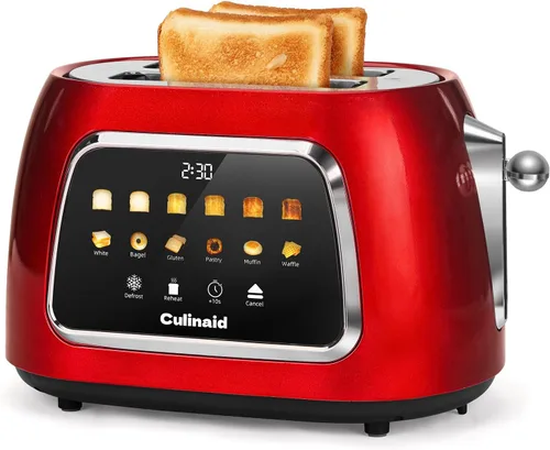 Miniatura 11 de Tostadora de 2 Rebanadas con Pantalla Táctil Inteligente, Tostadora Digital Retro de Acero Inoxidable con Ranura Extra Ancha de 1.5'', Función