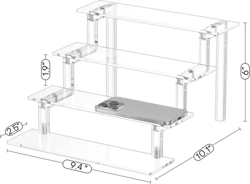 Miniatura 8 de WINKINE - Estante de acrílico transparente de 3 pasos para figuras Amiibo Funko POP, 3 niveles de acrílico para decoración y organizador