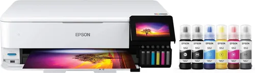 Epson EcoTank Photo ET-8550 - Impresora todo en uno a color inalámbrica de gran formato con súper tanque, escáner, fotocopiadora, Ethernet y
