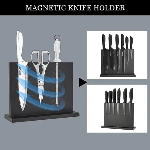 Miniatura 5 de Juego de cuchillos de cocina SipLip con soporte magnético para cuchillos, juego de 15 piezas de cuchillos de cocina de acero inoxidable de alto