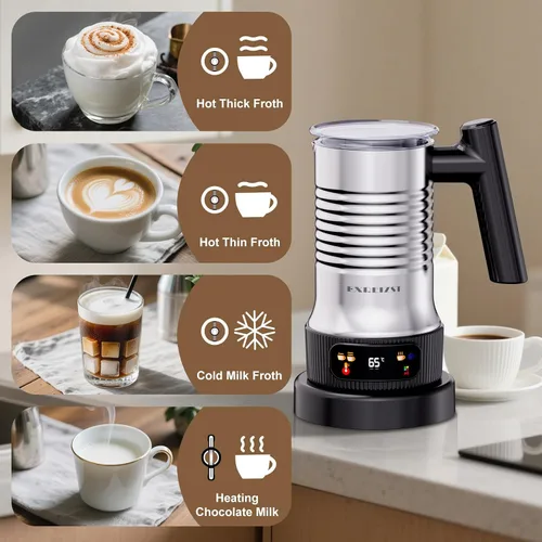 Miniatura 2 de Espumador de leche y vaporizador, espumador de leche eléctrico 4 en 1 con pantalla LED de temperatura, máquina automática de espuma cálida y fría