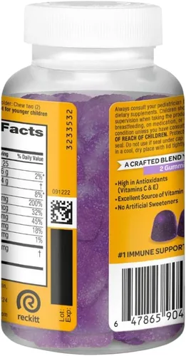 Miniatura 2 de Airborne - Gomitas de saúco + zinc y vitamina C para adultos, suplemento para fortalecer el sistema inmunológico con vitaminas D y zinc